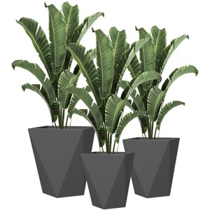 SEVOBAL Planters 3 Tall Planters with Drainage Holes Set of Stackable Flower Pots for Indoor Outdoor Garden Gray, 15.25"*15.25"*18" - 1 of 4