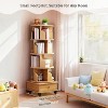 5-tier 360° rotating circular bookshelf, rotating bookshelf tower for small bedrooms, wood color - 4 of 4