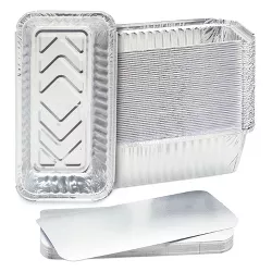Juvale 50 Pack Disposable Aluminum Loaf Pans with Lids, 22oz Tins for Baking, Heating, Storing, 8.5 x 2.5 x 4.5 In