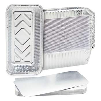 Juvale 50 Pack Disposable Aluminum Loaf Pans with Lids, 22oz Tins for Baking, Heating, Storing, 8.5 x 2.5 x 4.5 In