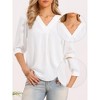 INSPIRE CHIC Women's Business Office Casual V Neck 3/4 Sleeve Summer Chiffon Blouses - 2 of 4