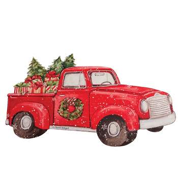 Collections Etc Red Truck by Susan Winget Shaped Christmas Accent Mat 2X3 FT