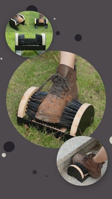 Heavy-Duty Black Metal and Wooden Boot Scraper with Brushes