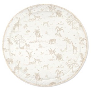 MakeMake Organics GOTS Certified Organic Cotton Nursery Floor Rug Washable Reversible Thick Quilted (Round 48", Safari) - 1 of 4