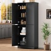 Homhougo 70in Tall Kitchen Pantry Cabinet, Freestanding Storage Cabinet with 4 Doors and Adjustable Shelves, Large Utility Hutch Cupboard Black - 3 of 4