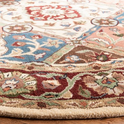 Elegant Heritage Hand-Tufted Red Wool Round Accent Rug 24" Diameter