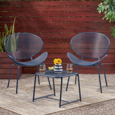 3 Piece Metal Patio Table and Chairs Sets, Outdoor Conversation Furniture Set,Metal Patio Table and Chairs Set for Small Space-Maison Boucle