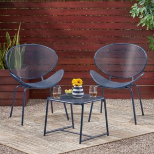 3 Piece Metal Patio Table and Chairs Sets, Outdoor Conversation Furniture Set,Metal Patio Table and Chairs Set for Small Space-Maison Boucle - 1 of 4