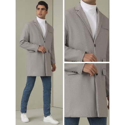 Lars Amadeus Men's Classic Fit Single Breasted Winter Herringbone Trench Coat Gray Medium — фото 5
