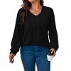 Clearlove Women's Plus Size Long Sleeve Hoodie V Neck Shirt Brushed Lightweight Active Top - 2 of 3