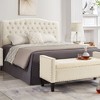 48" l Velvet Storage Bench, Modern Rectangular Button Tufted Bench with Nails Trim, Entryway Storage Bench with Wood Legs for Bedroom - 3 of 4