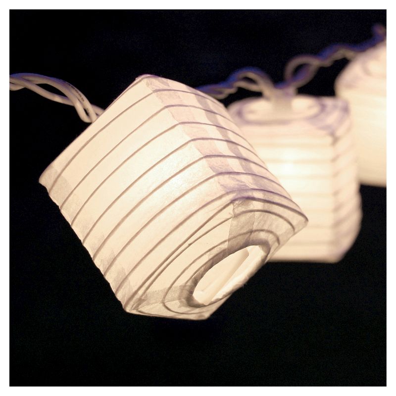 10ct 2.5&#34;x7&#39; Square Electric String Lights with Nylon LED Lanterns White, 3 of 4