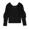 bar III Womens Ruffle-Sleeve Pullover Blouse, Black, X-Large - 2 of 2