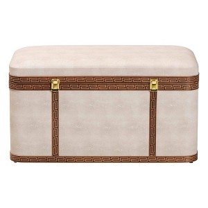 Baxton Studio Brenner Faux Shagreen Storage Trunk Beige/Brown/Gold - 1 of 4