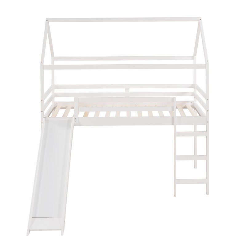 Twin Size House Shape Loft Bed with Slides, White - ModernLuxe, 5 of 12