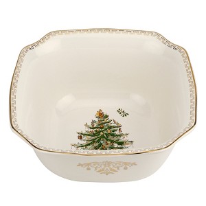 Spode Christmas Tree Gold 10" Square Bowl, 100 fl oz - Decorative Holiday Serveware with 22K Gold Accents - Dishwasher Safe - 1 of 3