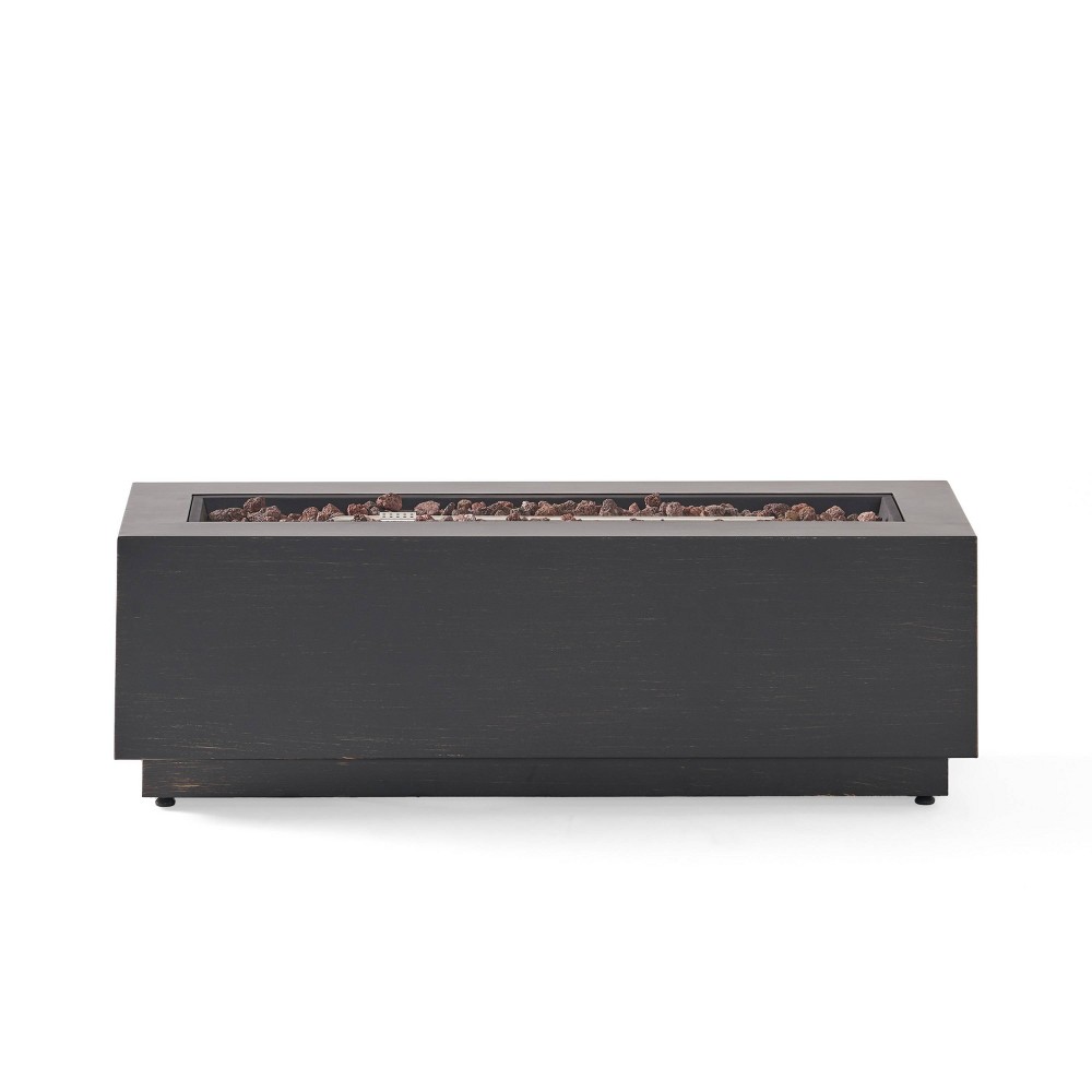 Wellington Outdoor 50000 BTU Rectangular Fire Pit Brushed Brown - Christopher Knight Home: No Assembly, Push Button Ignition