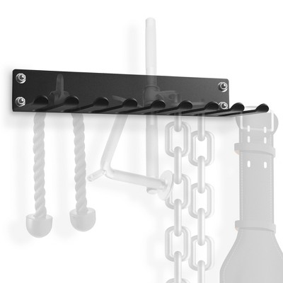 Black Steel Wall Mounted 9 Prong Gym Accessory Rack