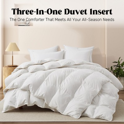 King Size White Goose Down 3-in-1 Comforter with Corner Tabs
