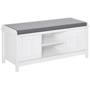 Aghana Digitals White Entryway Storage Ottoman Bench with Sliding Doors, 6 Compartments, Adjustable - 1 of 4
