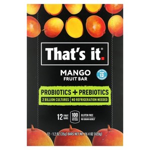 That's It Probiotics + Prebiotics  Fruit Bar, Mango, 12 Bars, 1.2 oz (35 g) Each - 1 of 3