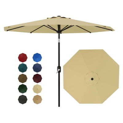 10FT Outdoor Patio Umbrella with 8 Sturdy Ribs, Table Umbrella with Push Button Tilt and Crank, UV Protection Waterproof (Yellow)