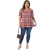 Women's Plus Size Boho Print Square Neck Short Sleeve Summer Casual Blouse - Agnes Orinda - 3 of 4