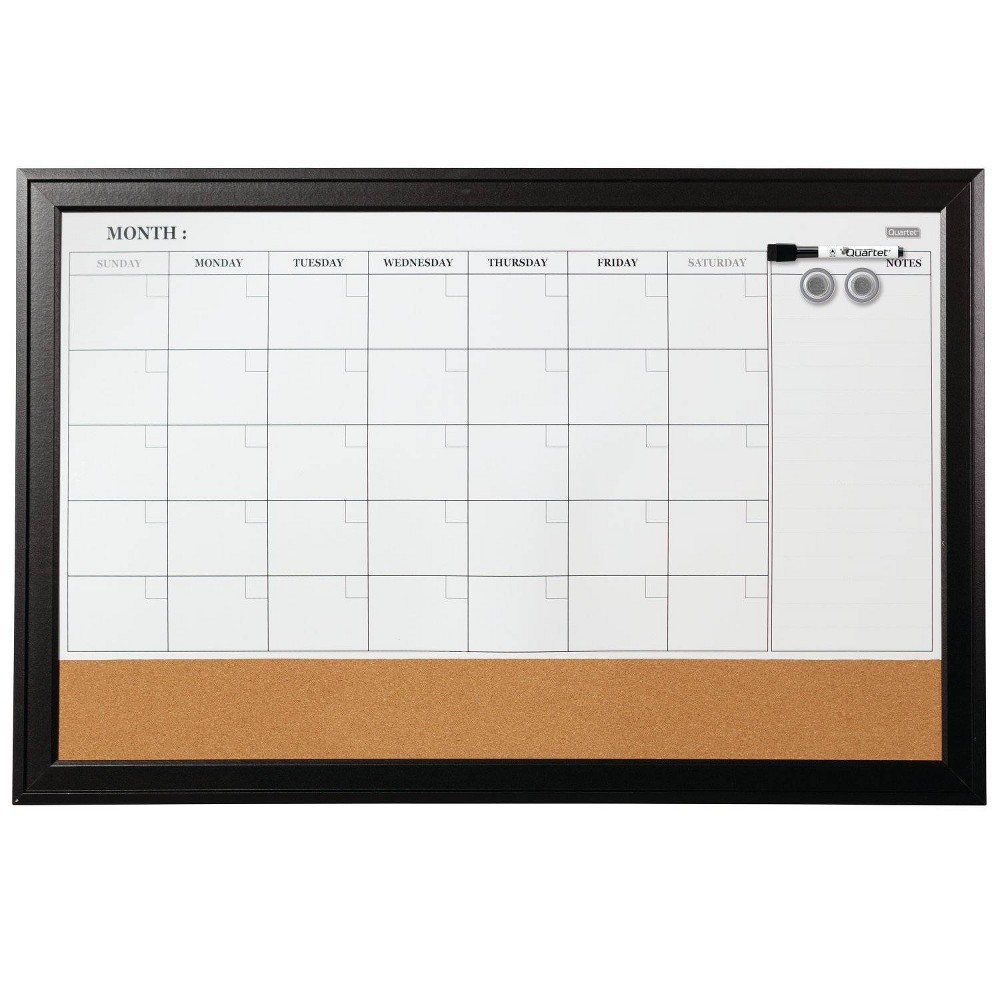 Quartet Home Décor Magnetic Combination Calendar Board  23  x 35   Dry-Erase & Cork  1-Month Calendar  Ebony Frame