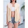 Women's Fringe Vest 70s Denim Zip Up Jacket Hippie Sleeveless Loose Costume - 2 of 4