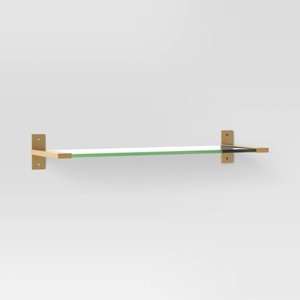 18" Glass and Brass Shelf Gold - Threshold™: Iron Frame, No Assembly, Traditional Style Wall Organizer - 1 of 3