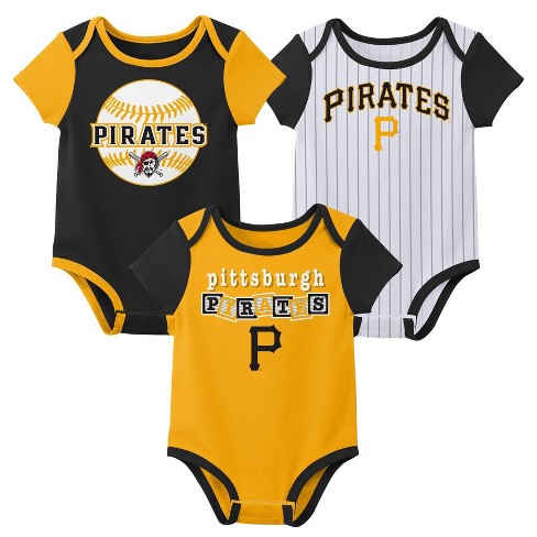 MLB Pittsburgh Pirates Baby Boys' Pinstripe 3pk Bodysuit - 0-3M