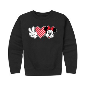 Boys' - Disney - Peace Love Minnie Graphic Long Sleeve Fleece Sweatshirt - 1 of 4