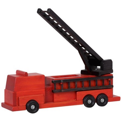 Remley Kids Wooden Toy Firetruck with Ladders