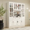 Famapy 63"W Large Storage Cabinet Display BookShelf With Glass Doors White - 2 of 4