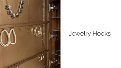 Gold Arched Wall Mounted Vintage Jewelry Cabinet with Mirror