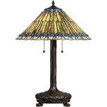 Robert Louis Tiffany Table Lamp 26" High Antique Bronze Tiffany Style Peacock Art Glass Shade for Living Room Family Bedroom Bedside Office