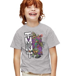 Teenage Mutant Ninja Turtles: Mutant Mayhem Stacked Kids T Shirt For Youth, Athletic Heather - 1 of 4