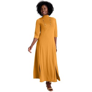 Jessica London Mockneck Slit Maxi Dress - 1 of 4