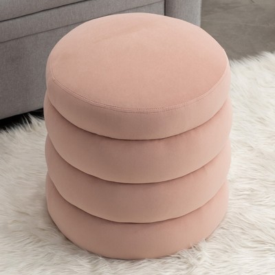 CAVINAS Modern Velvet/Boucle Ottoman Bench Footrest Stool,Small Storage Ottoman for Living Room,Bedroom