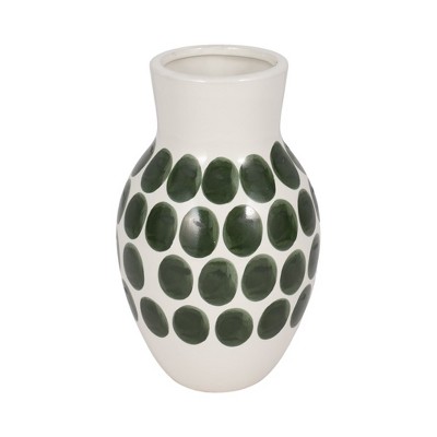 Sagebrook Home 10" Ceramic Vase - Contemporary Abstract Polka Dot Flower Vase Decorative Table Accent