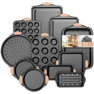 Angel Sar 11-Piece Nonstick Bakeware Set with Silicone Handles, Oven Baking Pans, Includes Cookie Sheets, Cake Pans, Muffin Pan, Pizza Pan, Loaf Pan - 1 of 4