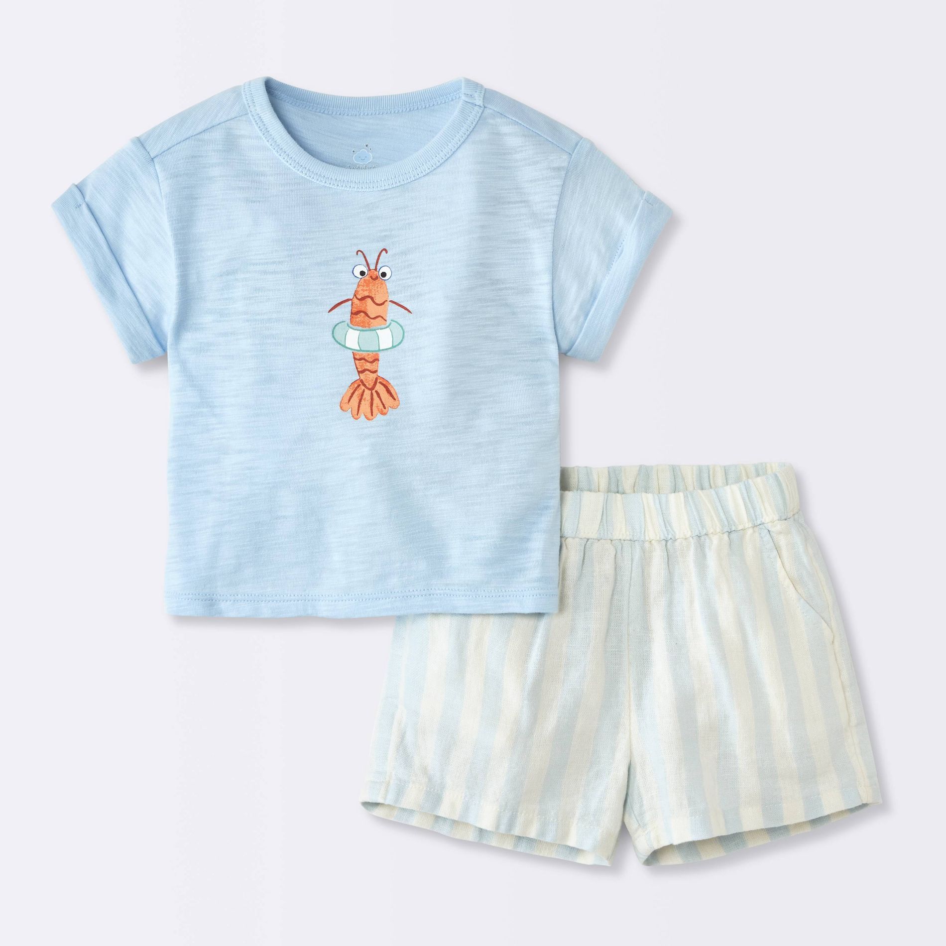 Baby Boys' "Lil Shrimp" Graphic T-Shirt and Striped Shorts Set - Cloud Island™ Blue