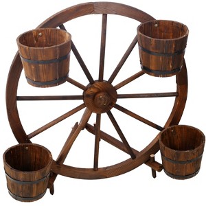 Grungis Wooden Planters Bed for Outdoor Plants,Wagon Flower Planter Pot Stand with Wheels for Garden Porch and Patio - 1 of 4
