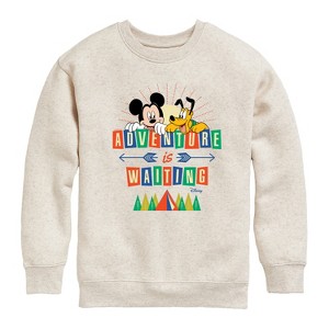 Boys' - Disney - Adventure Is Waiting With Tent Graphic Long Sleeve Fleece Sweatshirt - 1 of 4