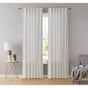 HLC.ME Lopez Velvet Premium Soft Light Filtering Back Tab Rod Pocket Window Treatment Curtain Panels - Set of 2 - 1 of 4
