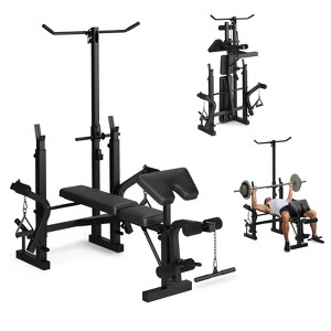 6-In-1 Foldable Weight Bench with Leg Extension & Preacher Curl, Adjustable Bench Press Station for Home Gym, 900LB Capacity, for  Barbell Workouts - 1 of 4