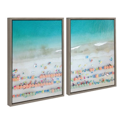 Monterosso Beach Aerial View Framed Canvas Set