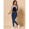 INSPIRE CHIC Women's Cap Sleeve Slim Fit Summer Open Front Crop Denim Jacket - 3 of 4
