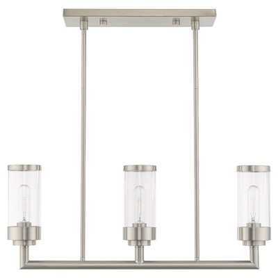 Hillcrest Brushed Nickel Linear Chandelier with Clear Glass Shades