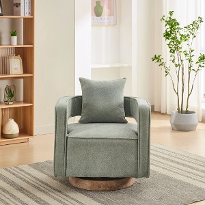 Lyngins Swivel Accent Chairs with Pillow,Upholstered Swivel Reading Chairs with Open Backrest,Linen Single Sofa Chairs for Bedroom,Living Room - 1 of 4